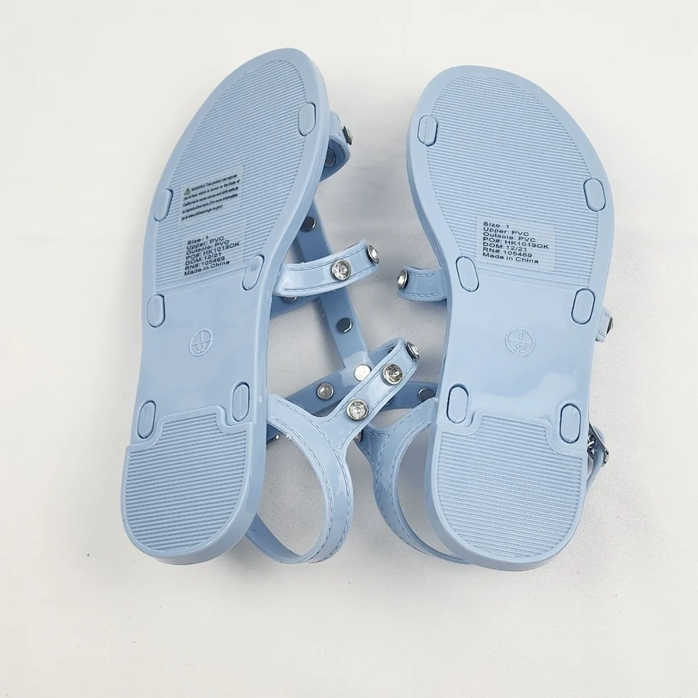 Olivia Miller Girl Blue PVC Studded Sandals